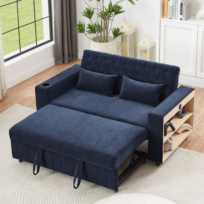 Pull-Out Sofa Bed Convertible Couch With Adjustable Backrest For Living Room