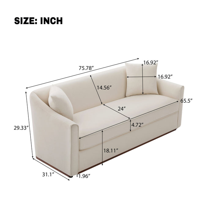 3 Seater Sofa With Wrap Around Armrests And Throw Pillows
