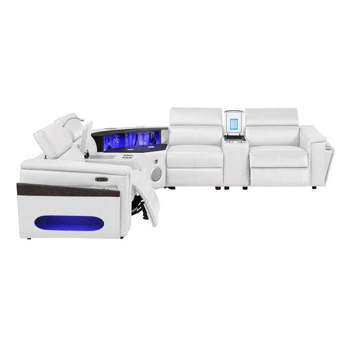 Nova - Sectional With Bluetooth Speaker, LED And Lifting Wine Cabinet
