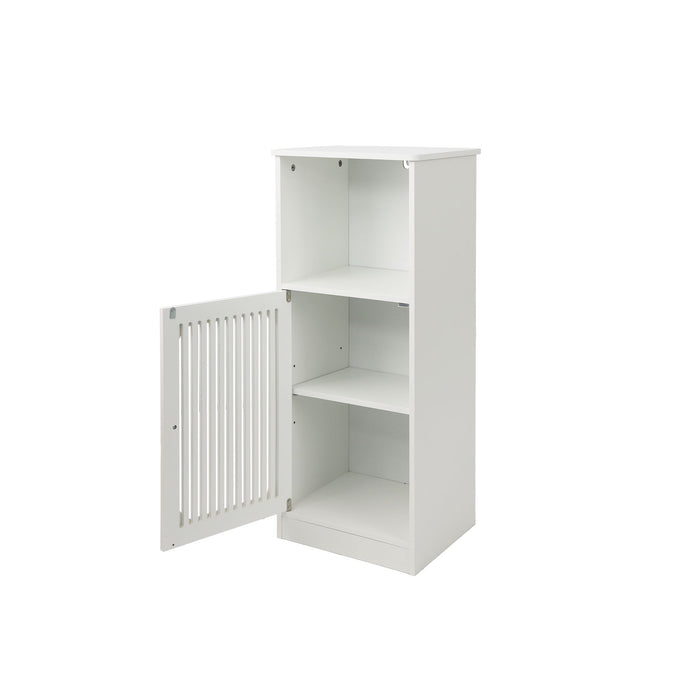 Louvered Door Bathroom Low Cabinet With Multi Layer Storage - White