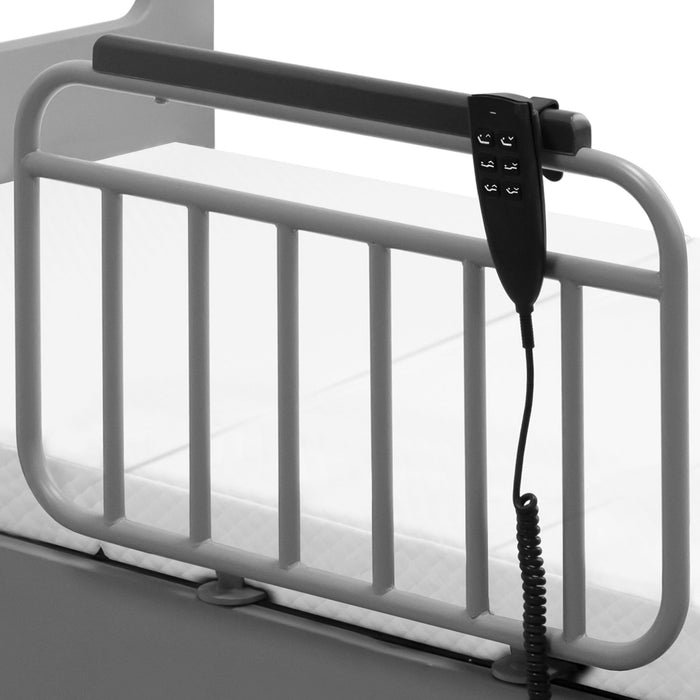 Electric Adjustable Hospital Bed For Home Use With Wired Remote Control, Memory Foam Mattress - Gray / White