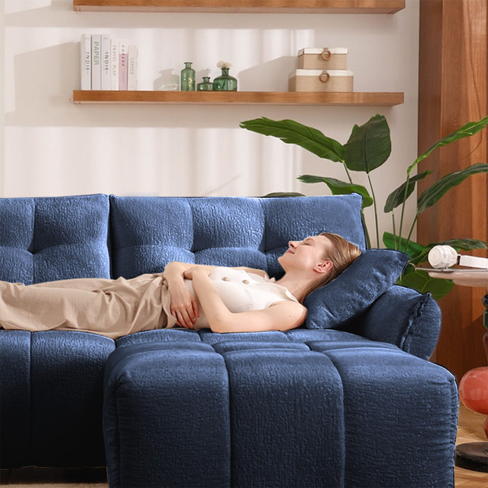 Sofa Set With Ottoman And Pillows, Textured, High Resilience Cushions