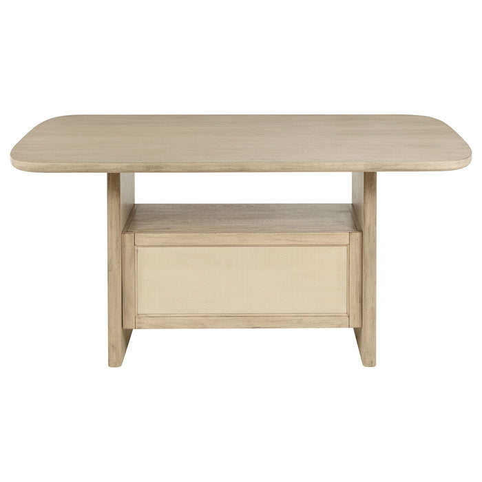 Kimpton - Counter Height Dining Table With Storage Cabinet And Shelves - Beige