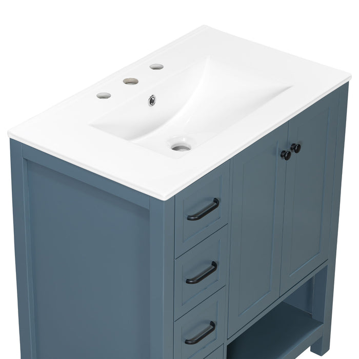Bathroom Vanity With Sink Top, Bathroom Vanity Cabinet With 2 Doors And 2 Drawers, Open Shelf