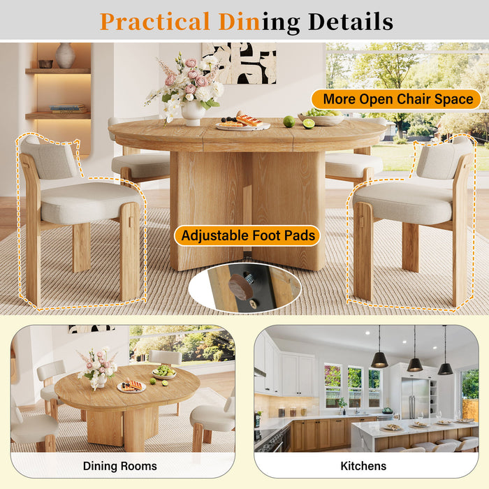 Farmhouse Oval Extendable Dining Table With Pedestal Base