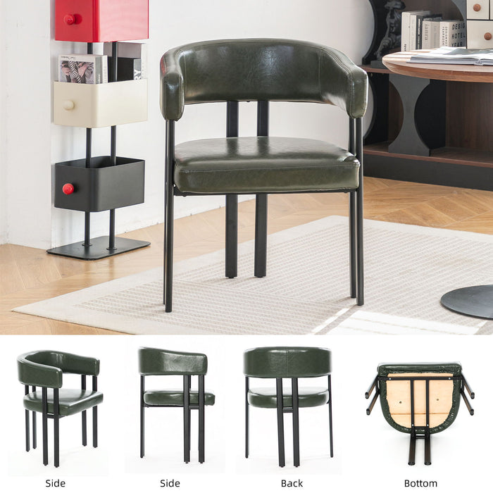 Modern Dining Upholstered Barrel Chair With Curved Back And Armrests