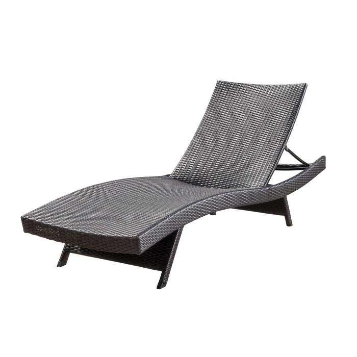 Salem - Wicker Chaise Lounge Adjustable Rattan Outdoor Chair Set - Brown Multi