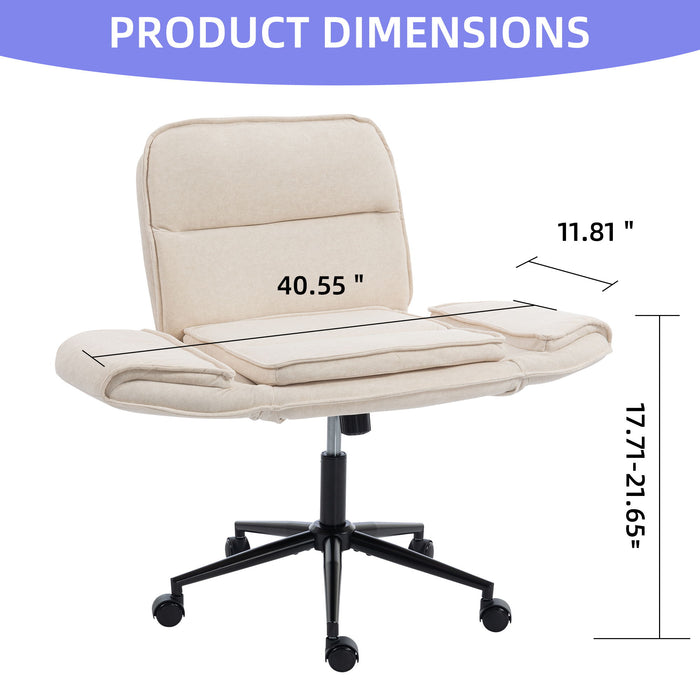 Criss Cross Swivel Desk Chair With Adjustable Armrests & Wheels For Home Office