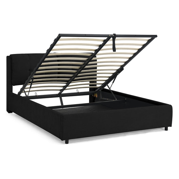 Storage Upholstered Hydraulic Platform Bed With Integrated Headboard