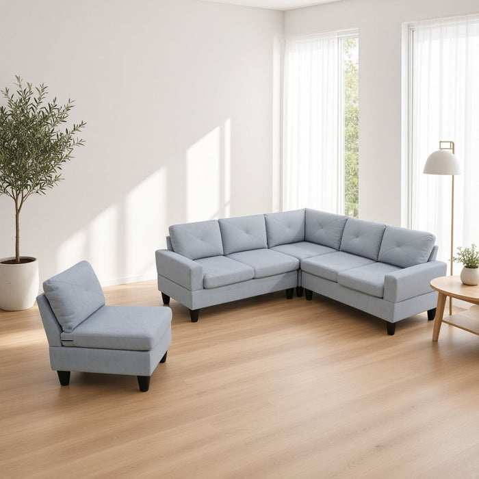 Modular L - Shaped Sectional Sofa 6 Seater 4 Piece Couch With Chaise