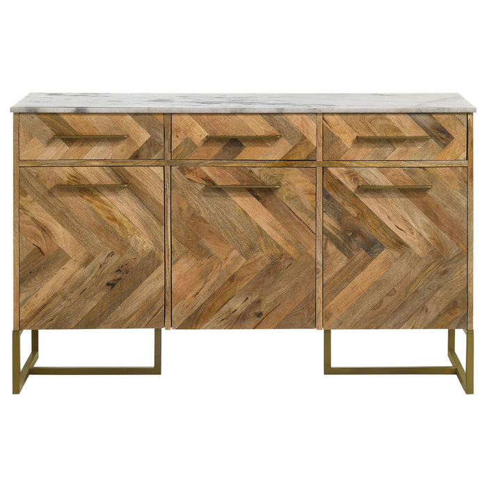 Paloma - 3 Door Herringbone Accent Cabinet - Natural