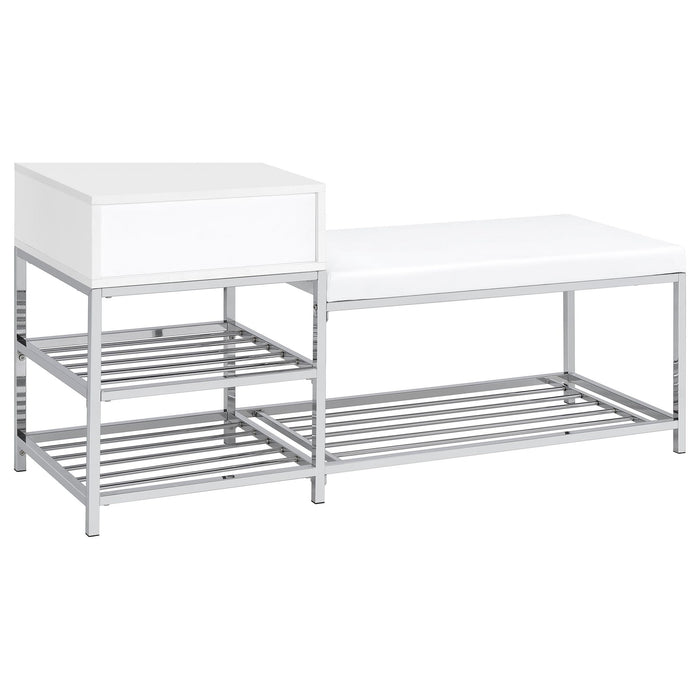 Yesler - 1 Drawer Storage Bench - Glossy White