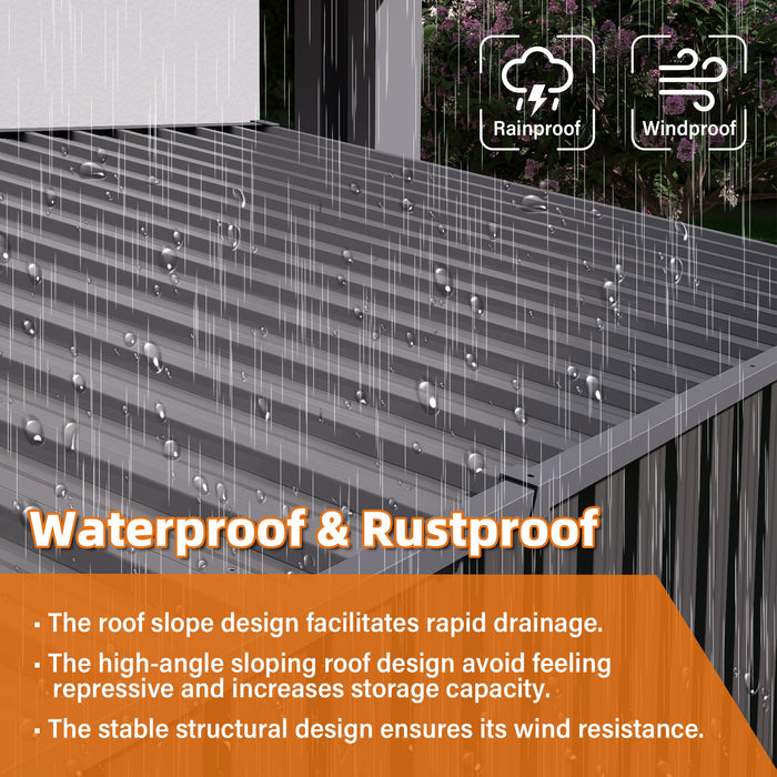 Outdoor Storage Shed 4 X 9 Ft With Sloping Roof And Vents For Garden And Patio - Gray