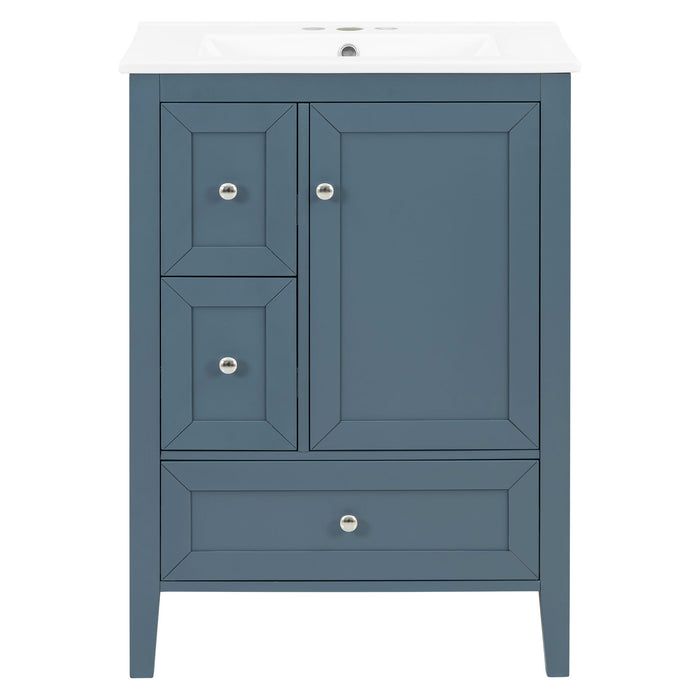 Modern Bathroom Vanity With Sink, Soft Close Drawers & Door, Storage Rack