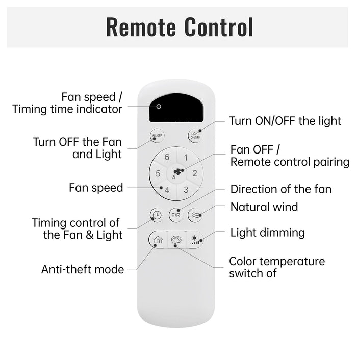 52" Indoor Ceiling Fan With 3 Color Dimmable LED Light Blades, Reversible DC Motor, Remote Control