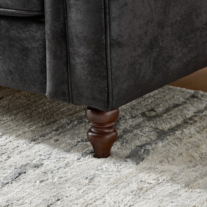 Chesterfield 3 And 3 Seater Sofa Set High Tech Fabric Roll Armrest Upholstered Couch