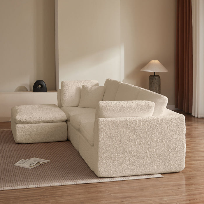 Cloud Sectional Couch, Convertible With Ottoman, 3 Seater Modular Design