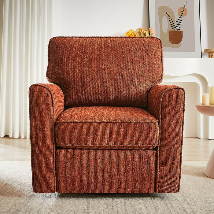360° Swivel Accent Barrel Armchair With Side Pockets, Compact Design