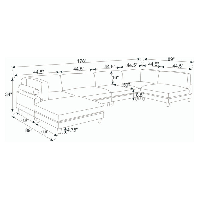 Modern Modular Sectional With Adjustable Back Support
