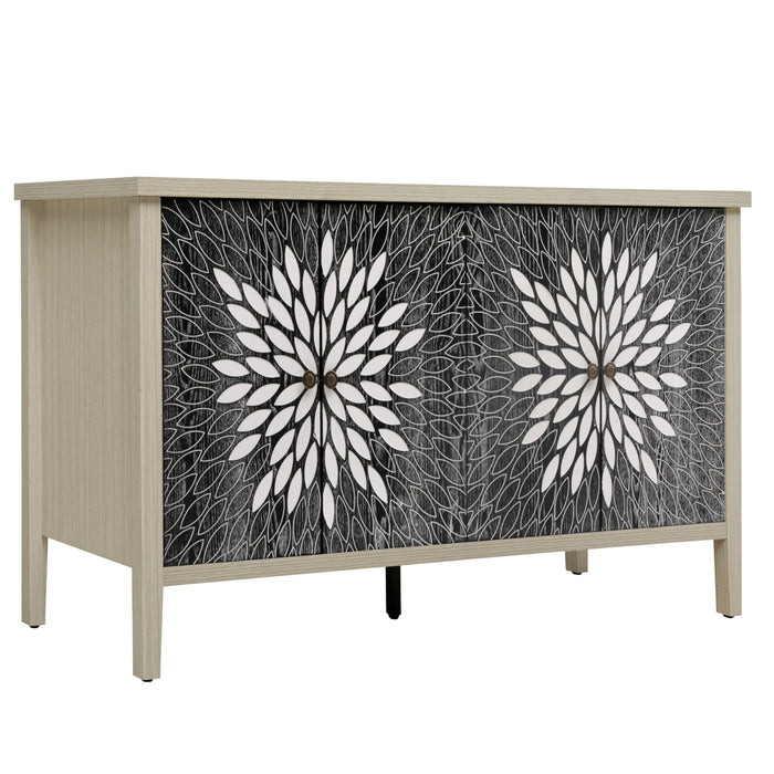 Modern Storage Cabinet With 4 Doors & Adjustable Shelves