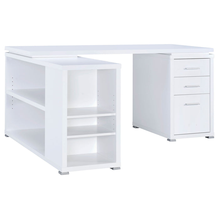 Transitional L Shape Computer Desk With Multiple Storage And Built In File Cabinet