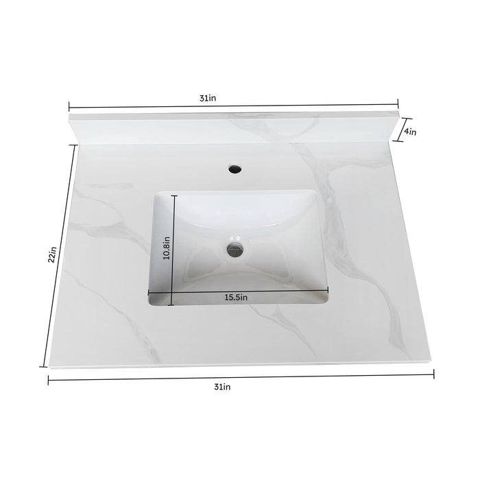 Bathroom Vanity Top With Undermount Single Bowl Sink