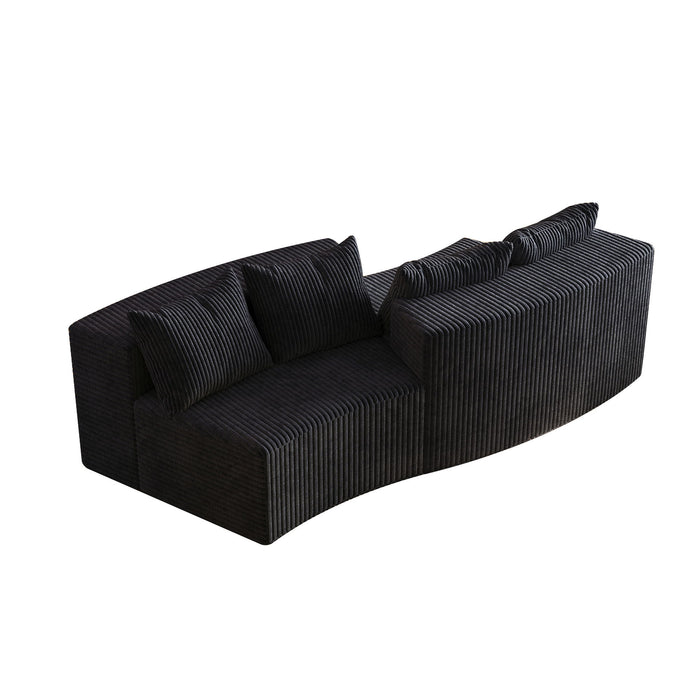 Curved Sectional Sofa With 4 Pillows, Modular Semi Circular Design