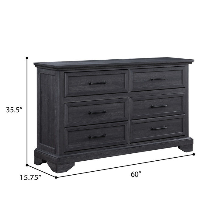 Colville - 6-Drawer Dresser With Black Metal Hardware - Charcoal