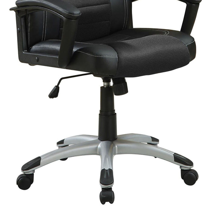 Office Chair With Base, Height Adjustable For Home & Workspaces - Black