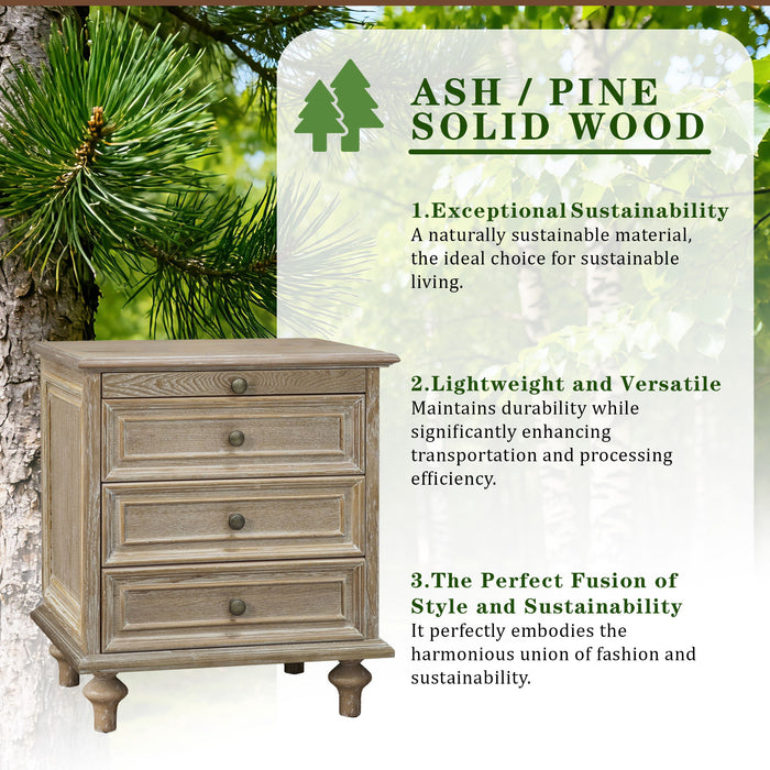 Farmhouse Nightstand With 4 Drawers