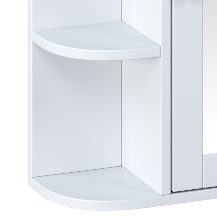 Bathroom Wall Storage Cabinet With Mirror And Adjustable Shelf, 6 Open Shelves