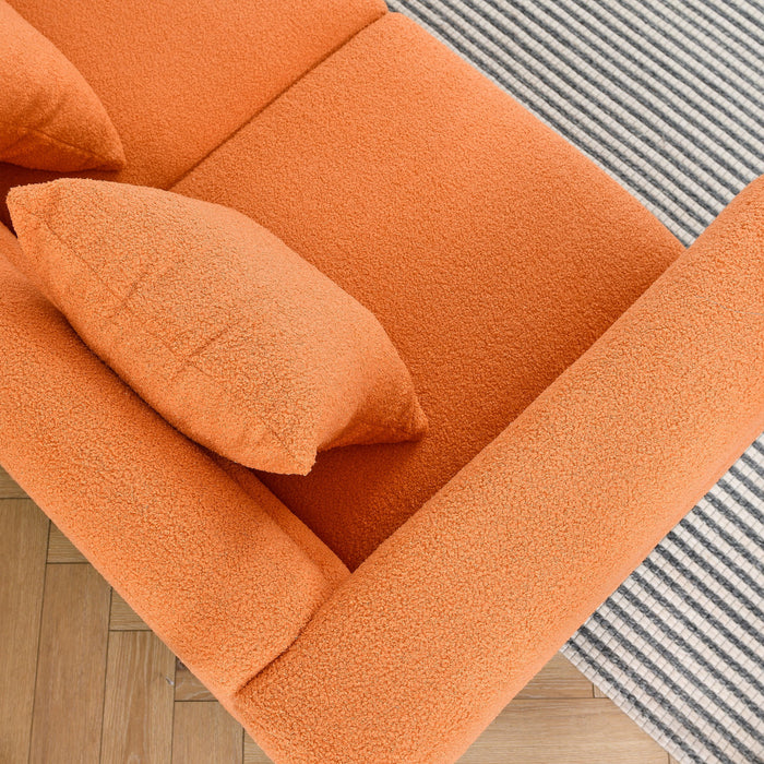 Oversized L - Shaped Corner Sofa, 5 Seater Sectional With 3 Cushions, Living Room Furniture - Orange