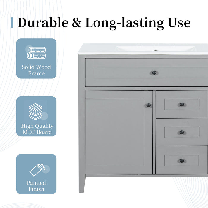Bathroom Vanity With Sink, Cabinet With 3 Drawers And Adjustable Shelf