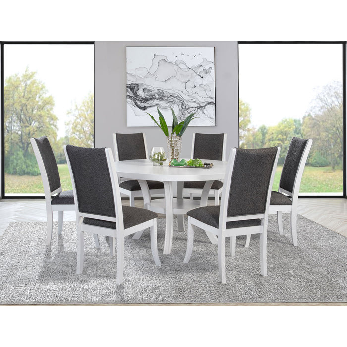 Tyler - Round Dining Table With Shelf Round Table - White