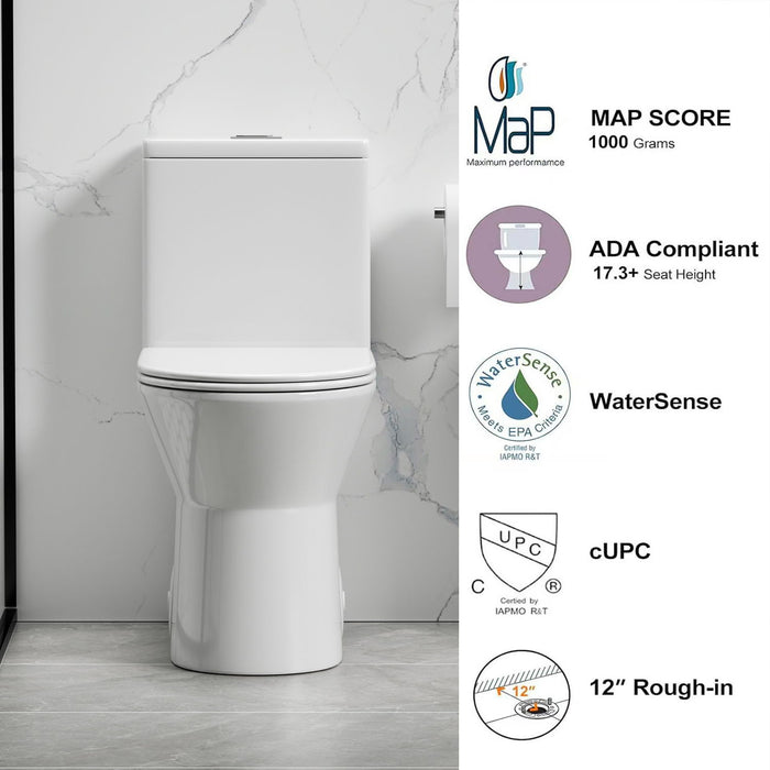 1 Piece Toilet With Dual Flush & Rimless Bowl - Glossy White