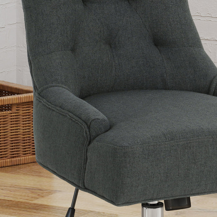 Glory Diamond Tufted Upholstered Office Chair With Rolling Casters And Sloped Arms - Dark Gray / Chrome