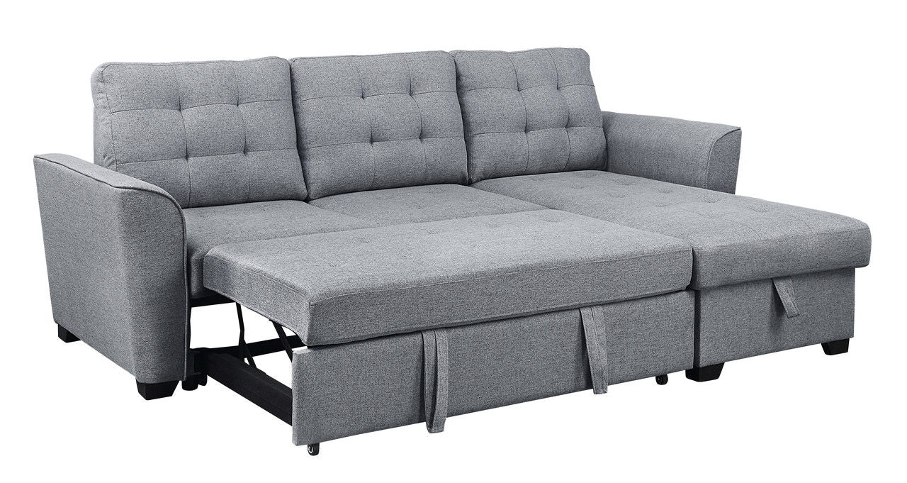 Avery - Sleeper Sectional Sofa With Reversible Storage Chaise - Light Gray