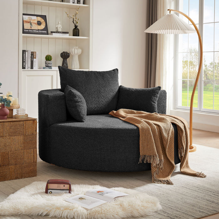 360° Swivel Chair Accent Barrel Chair With Removable Pillows