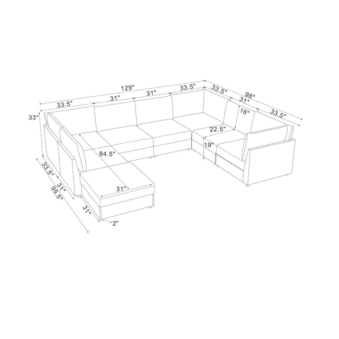 Modern Reversible Modular Sectional