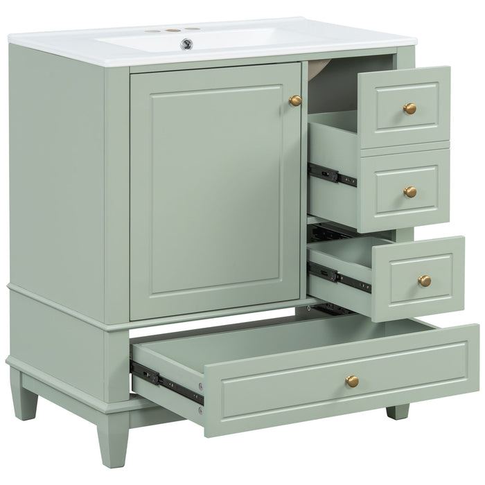 Freestanding Bathroom Vanity With Sink, Soft Close Door, 3 Drawers