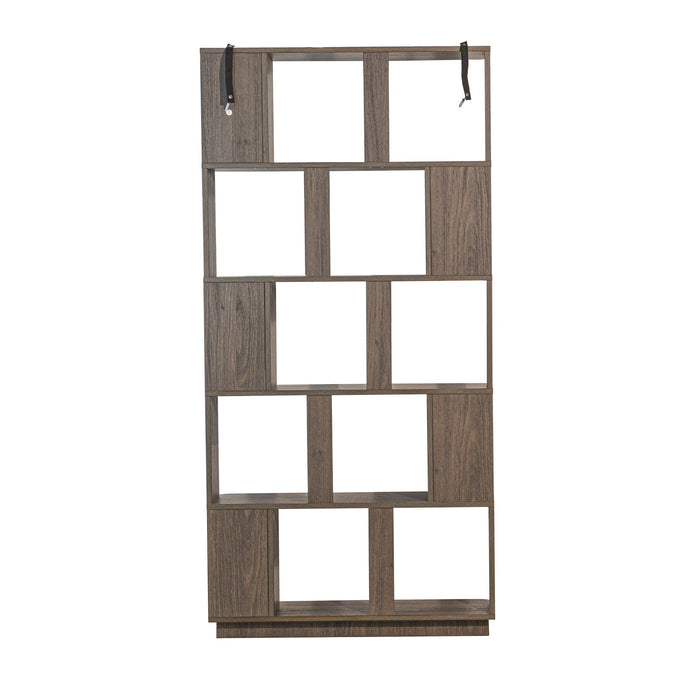 5 Tier Open Bookshelf, Free Combination Storage Shelving For Living Room - Dark Brown