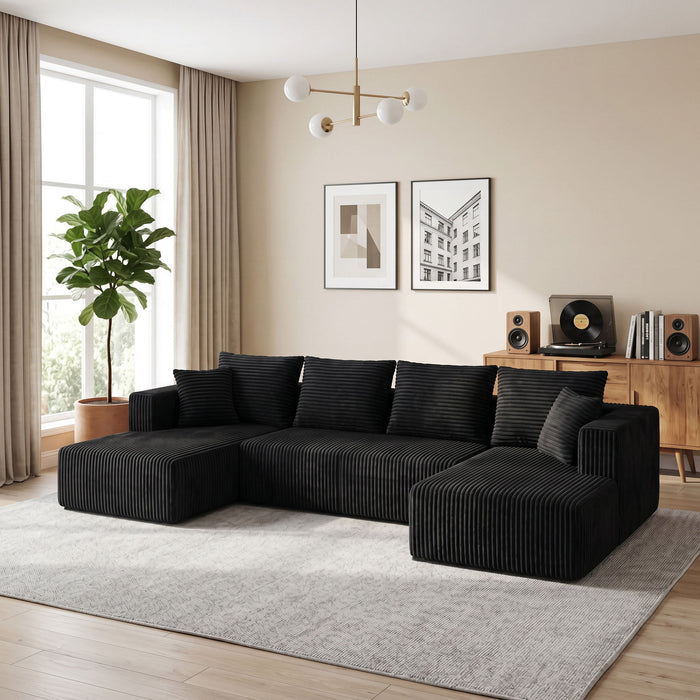 U-Shaped Modular Sectional Sofa With Double Chaise, Oversized Deep Seat For Living Room