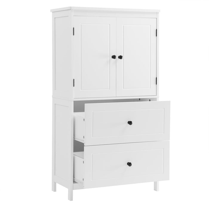 Bathroom Storage Cabinet With 2 Doors And Drawers, Adjustable Shelf