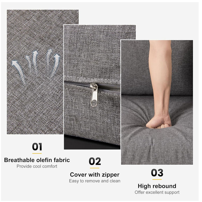 Modular Armless Chairs With Coffee Table For Garden (Set of 2) - Gray