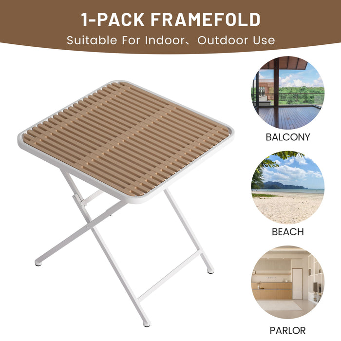 4 Piece Set Of Color Block Designed Single Chairs, Folding Square Table - Haze Green / Khaki / White