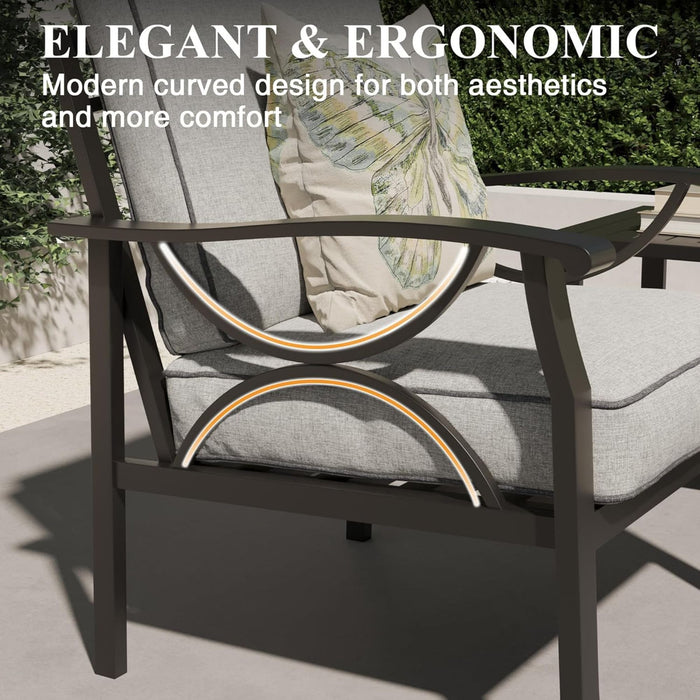 Patio Furniture Set, Coffee Table And Cushions For Backyard