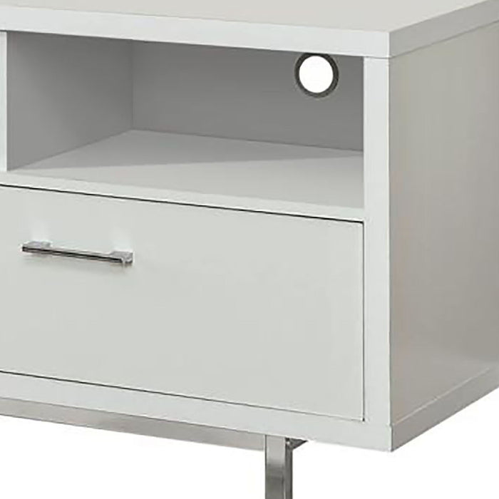 Drawer Storage TV Console With Open Cubbies - White