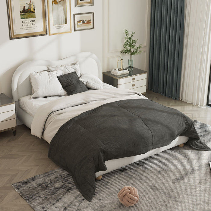 Upholstered Platform Bed Frame With Curved Headboard
