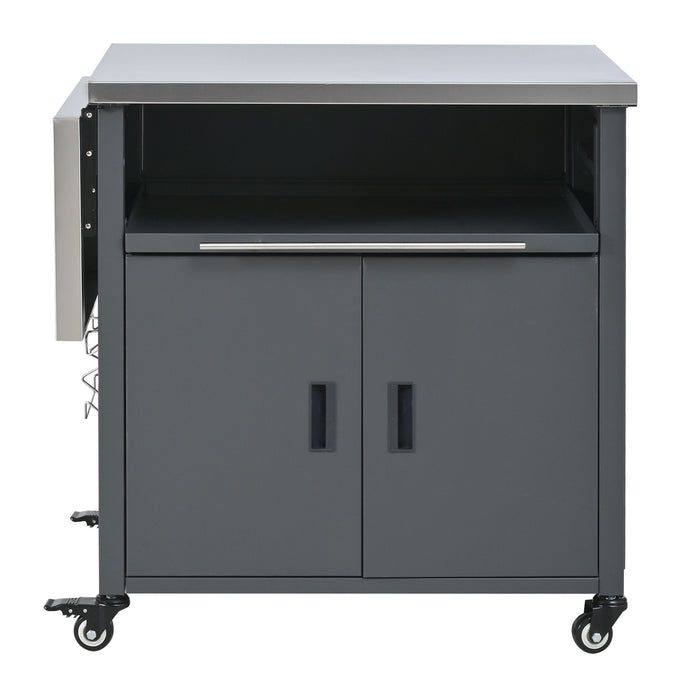 Foldable Outdoor Prep Station BBQ Cart With Trash Rack