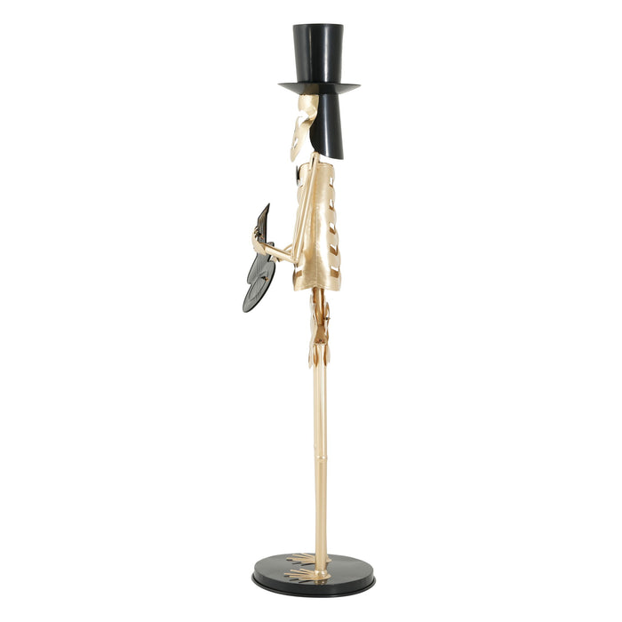 Skeleton Musician Statue, For Halloween Indoor Outdoor Party Display - Gold